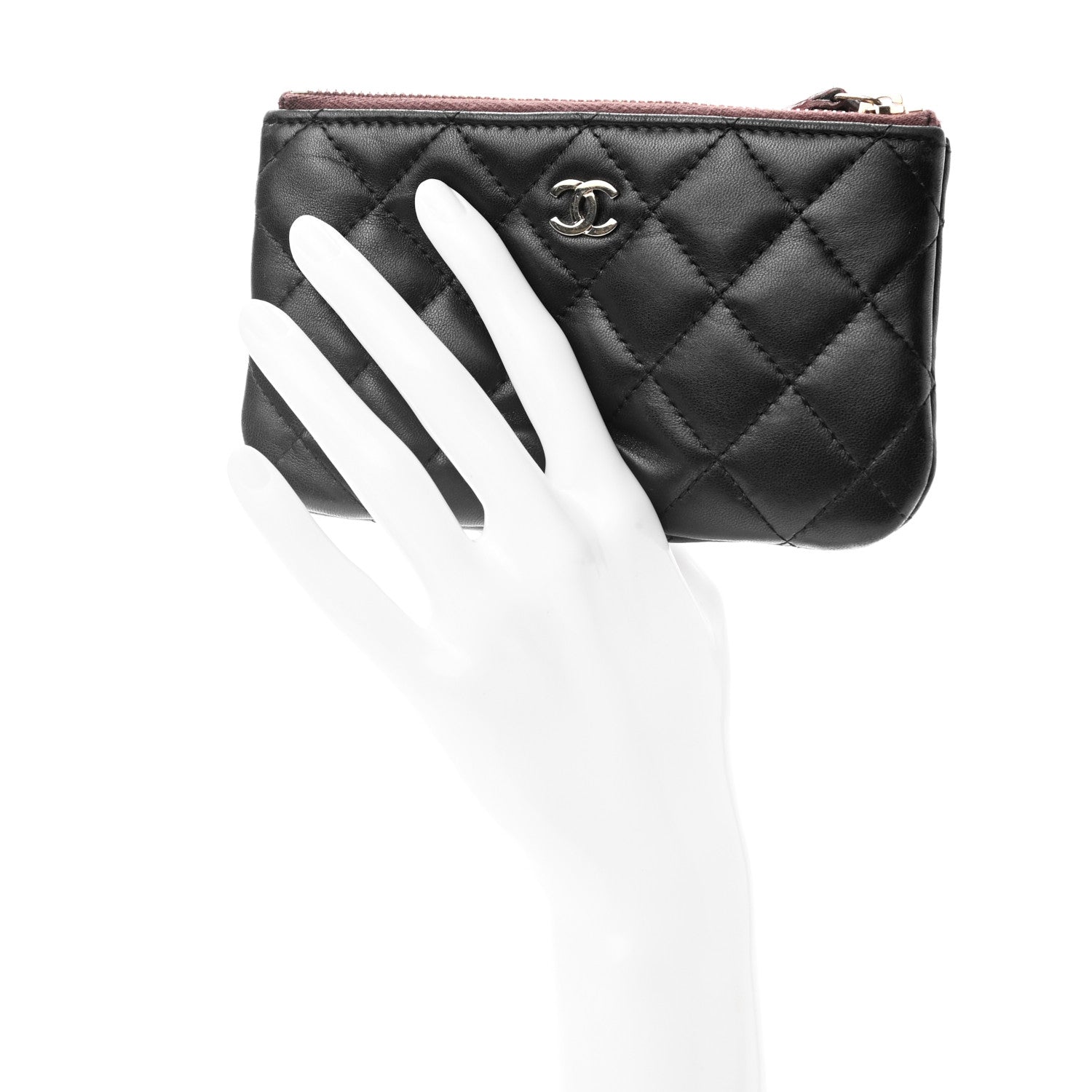 Chanel Lambskin Quilted Small Cosmetic Case Black 2 of 7