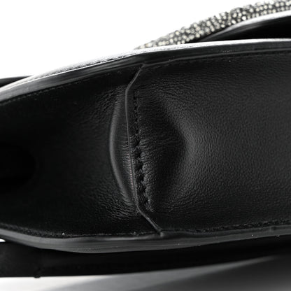 Valentino Garavani Calfskin Crystal Vlogo Small Loco Shoulder Bag Black 8 of 9