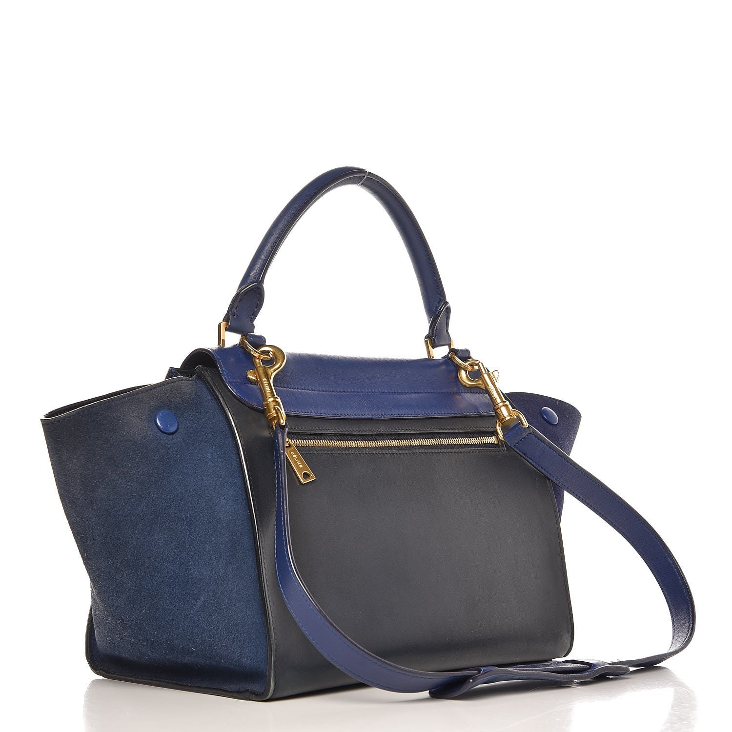 Celine Smooth Calfskin Suede Small Tri-color Trapeze Cobalt 3 of 11