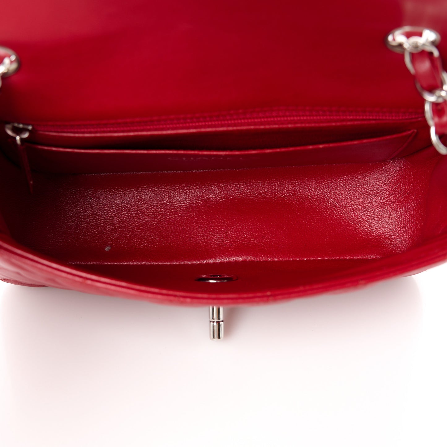 Lambskin Quilted Mini Rectangular Flap Red