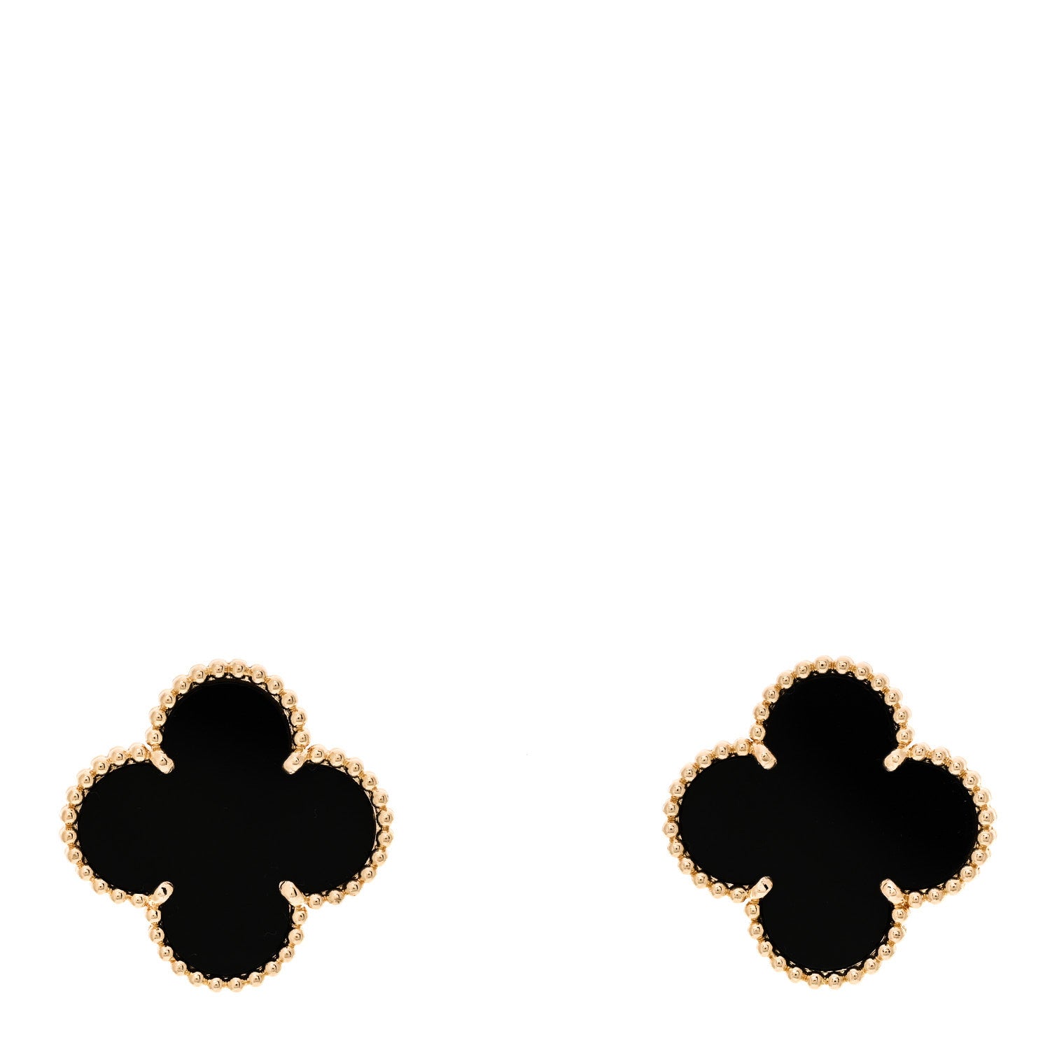 Van Cleef & Arpels 18K Yellow Gold Black Onyx Magic Alhambra Earrings 1 of 5