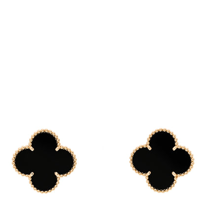 Van Cleef & Arpels 18K Yellow Gold Black Onyx Magic Alhambra Earrings 1 of 5