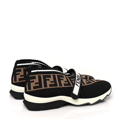 Fendi Stretch Yarn FF Stiff Band Rockoko Sneakers 40 Black White Tobacco 4 of 7