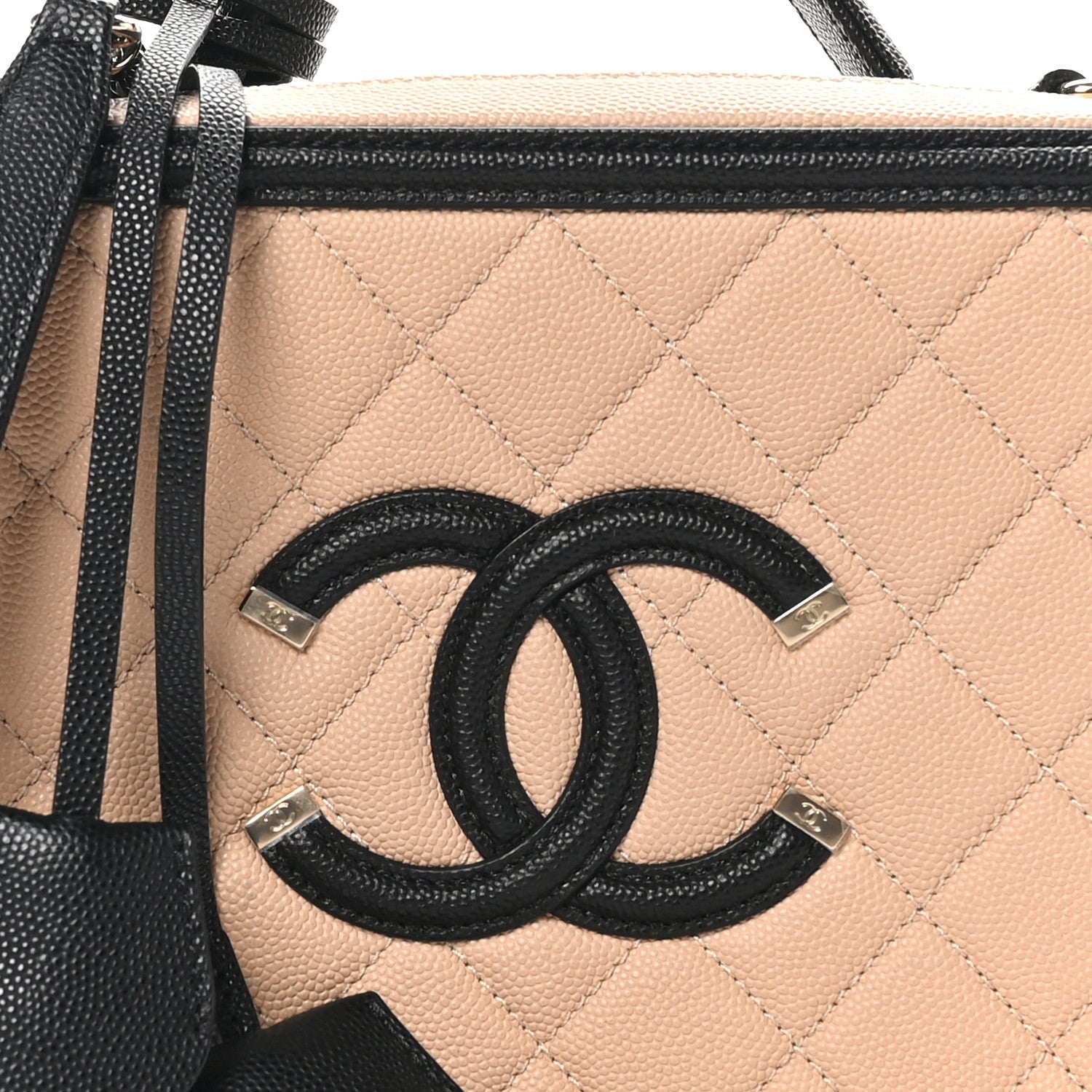 Chanel Caviar Quilted Medium CC Filigree Vanity Case Beige Black 9 of 11