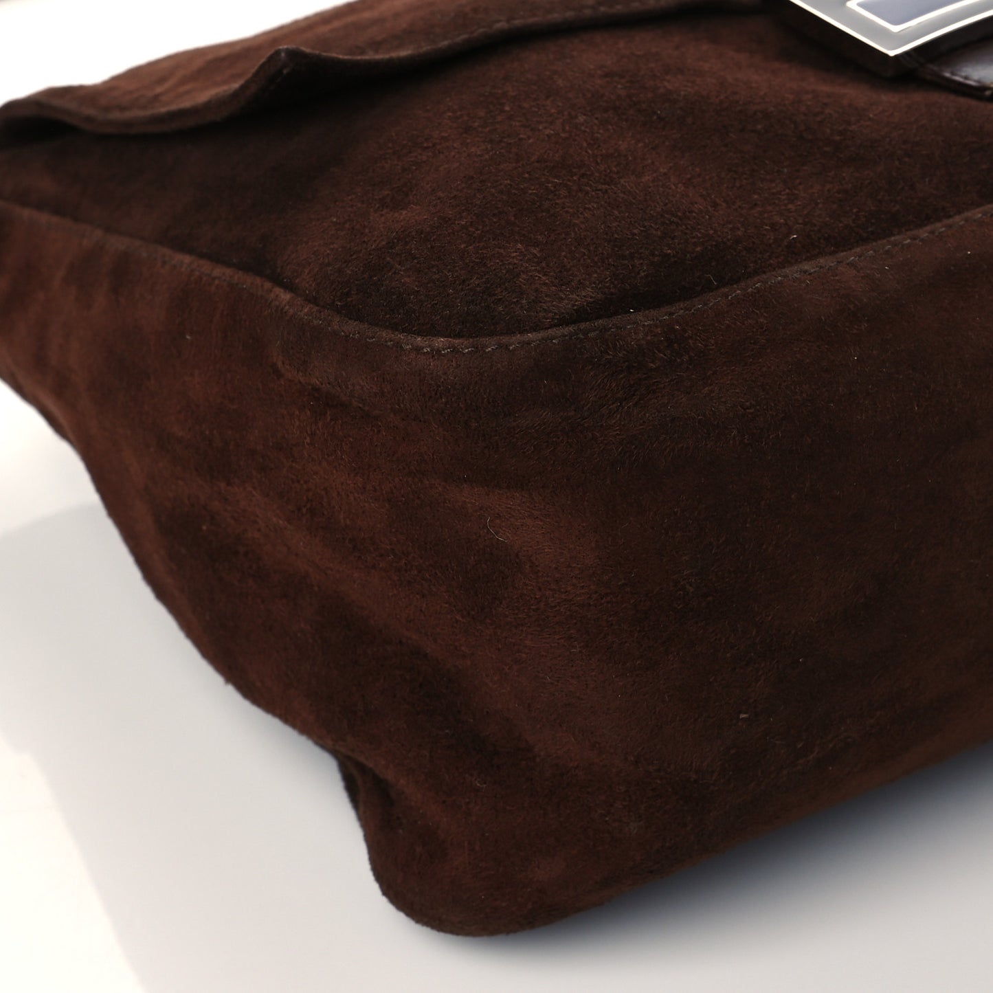 Suede Baguette Hobo Brown