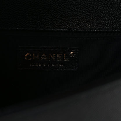 Chanel Caviar Chevron Quilted Medium Boy Flap Black 6 of 10