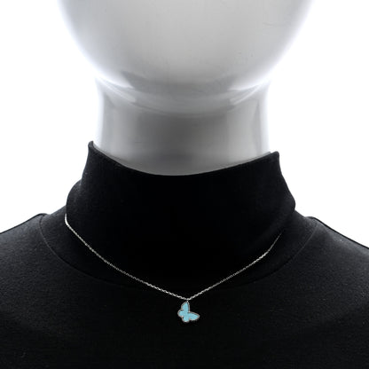 Van Cleef & Arpels 18K White Gold Turquoise Sweet Alhambra Butterfly Pendant Necklace 2 of 4
