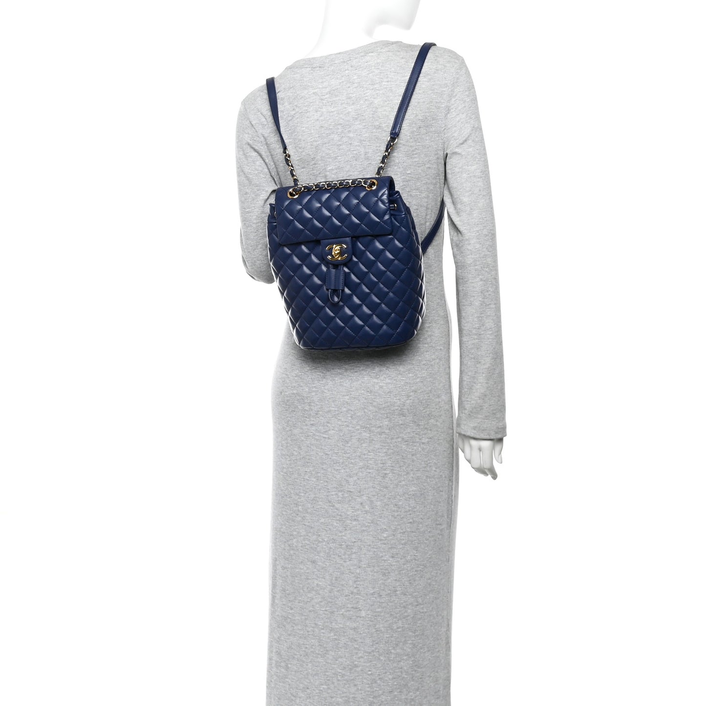 Calfskin Quilted Small Urban Spirit Backpack Navy