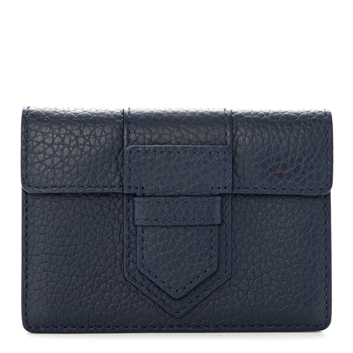 Delvaux Grained Bullskin Presse Card Case Navy 1 of 7
