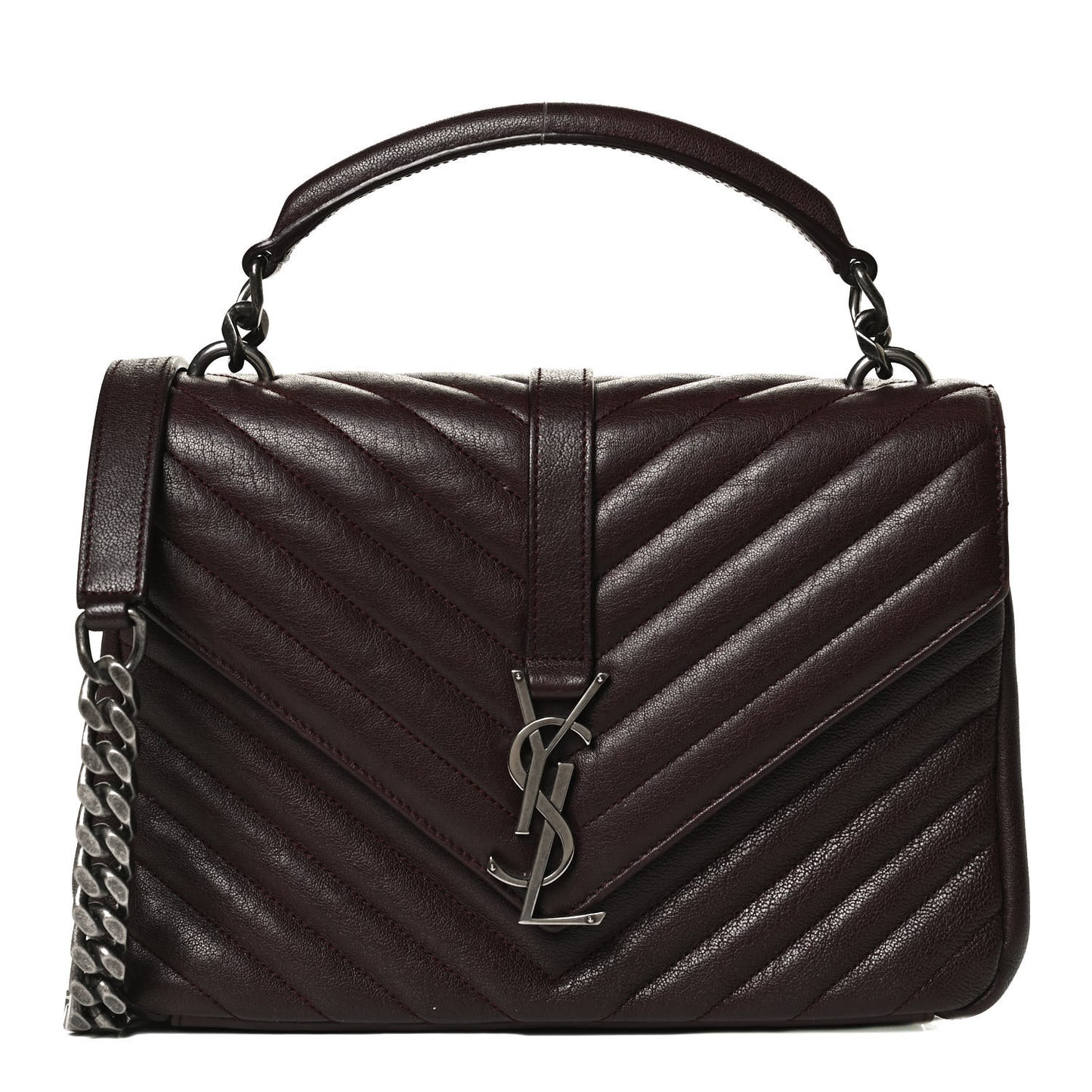 Sheepskin Matelasse Chevron Monogram Medium College Bag Amaranto
