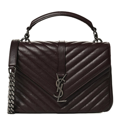 Saint Laurent Sheepskin Matelasse Chevron Monogram Medium College Bag Amaranto 1 of 14