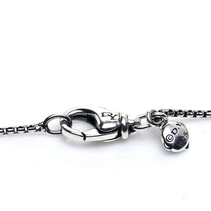 David Yurman Sterling Silver Diamond Prasiolite 10mm Petite Cable Wrap Pendant Necklace 4 of 6