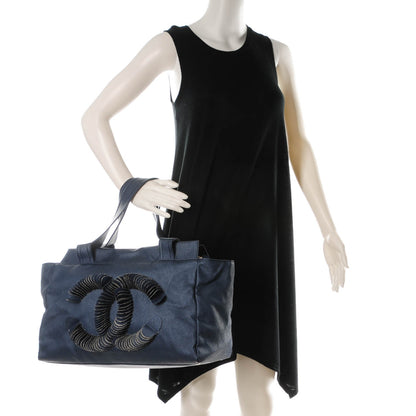 Chanel Denim Large CC Discus Tote Blue 2 of 7