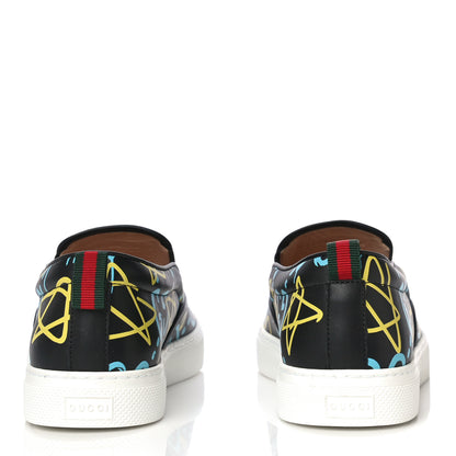 Gucci Calfskin GucciGhost Print Mens Dublin Slip On Sneakers 8 Black New Acquamarine 5 of 10