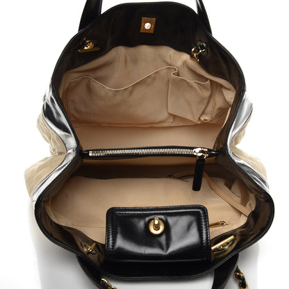 Chanel Calfskin Quilted In The Mix Shopping Tote Beige Black 6 of 8