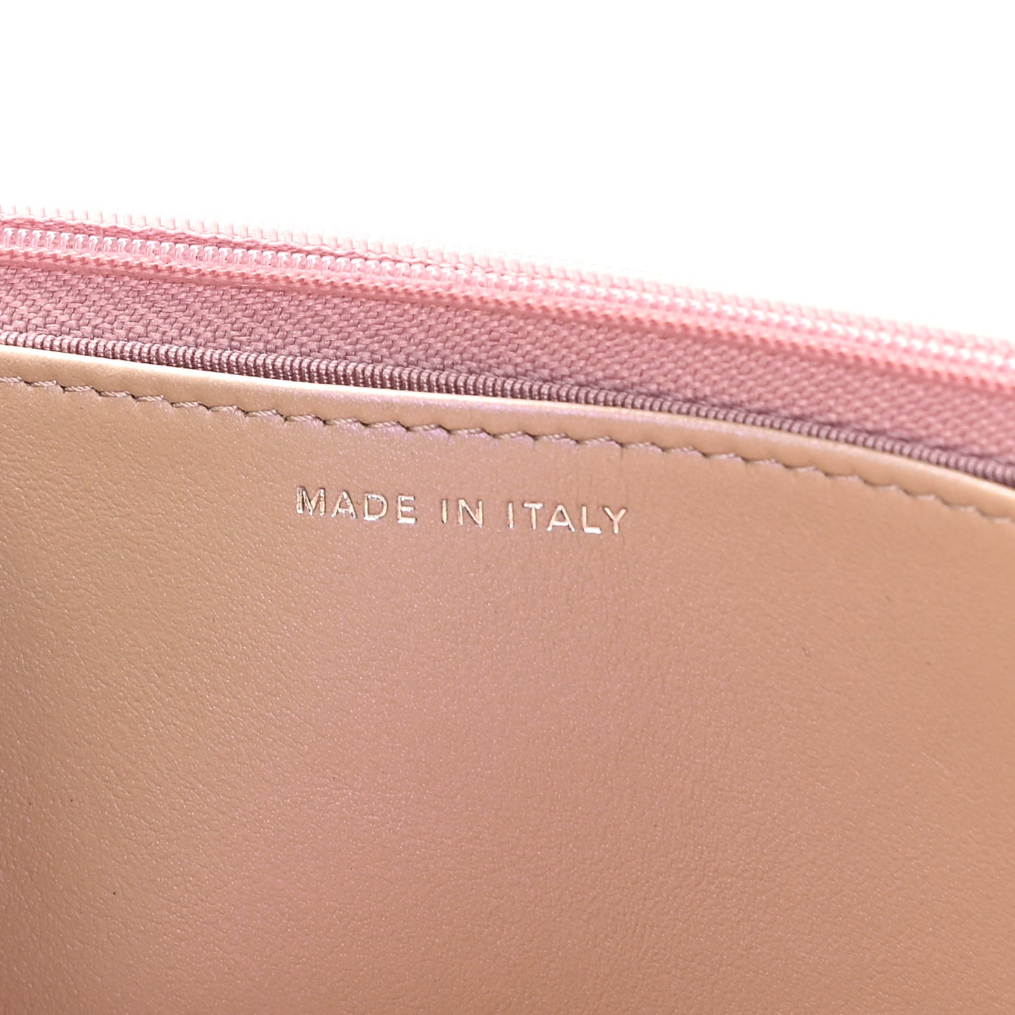 Iridescent Calfskin Quilted Wallet On Chain WOC Pink