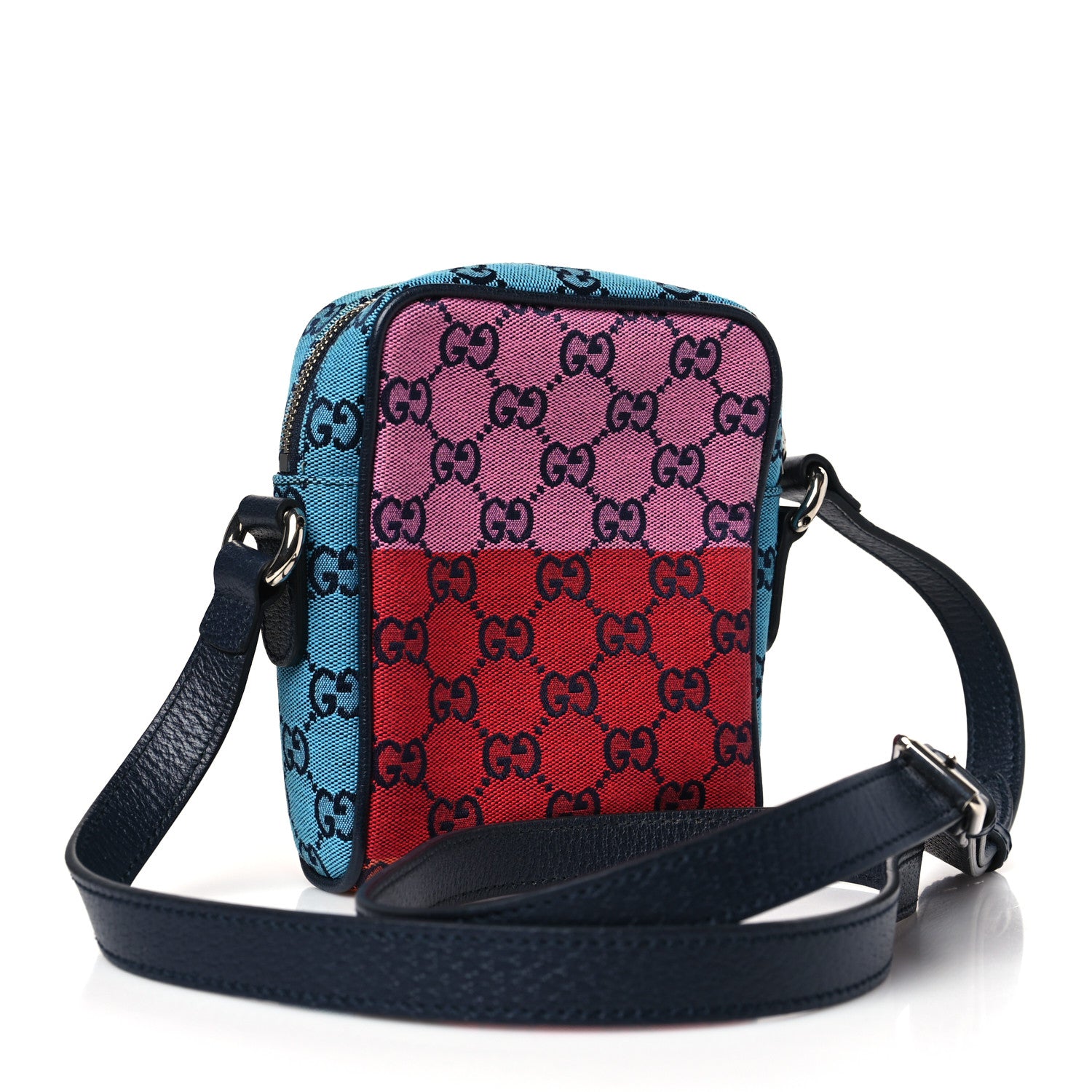 Gucci Monogram Multicolor Mini Retro Interlocking G Messenger Blue Rainbow Light Blue 3 of 9