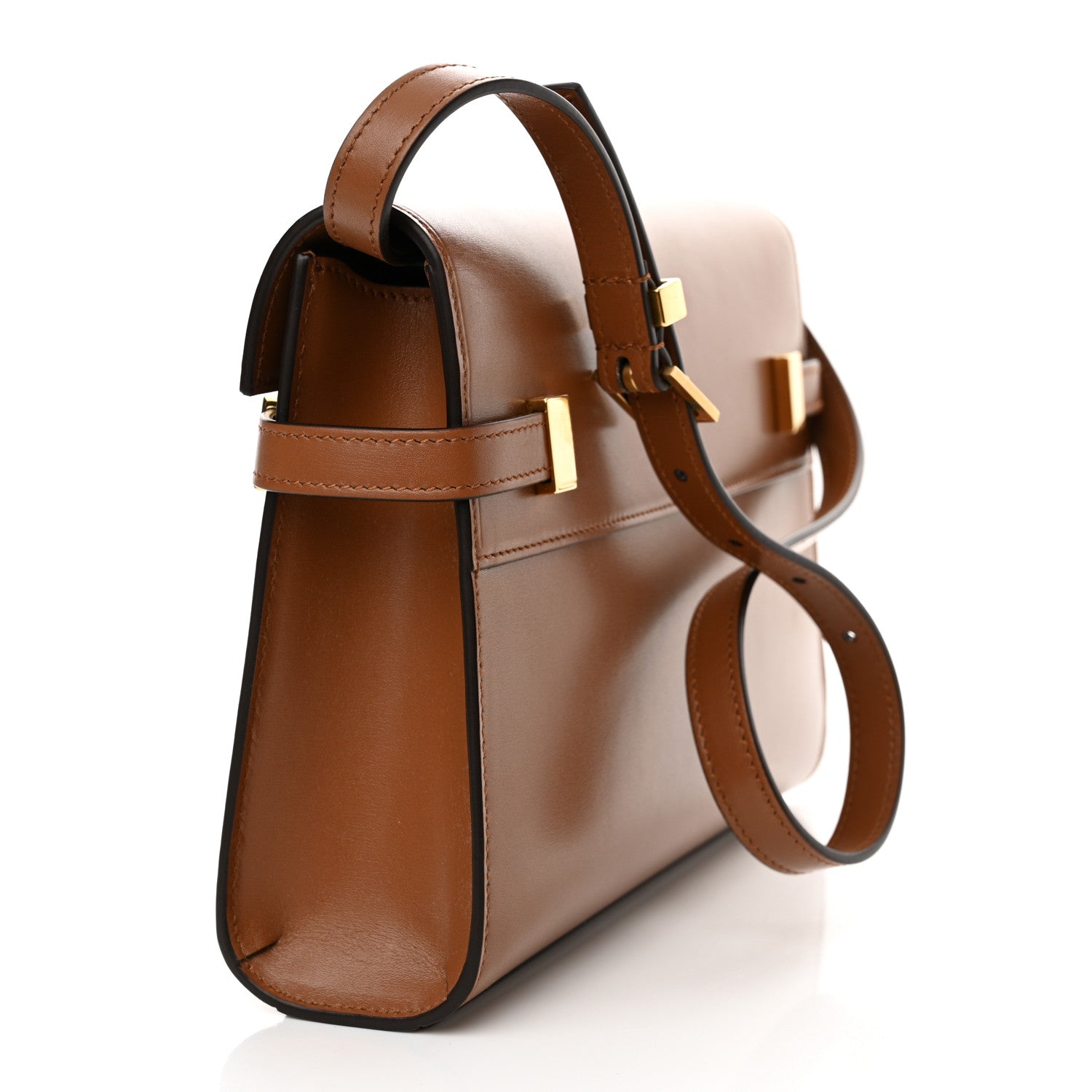 Saint Laurent Smooth Calfskin Small Manhattan Shoulder Bag Cognac 3 of 10
