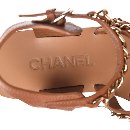 Chanel Calfskin Fantasy Chain Flat Sandals 36 Beige 9 of 14