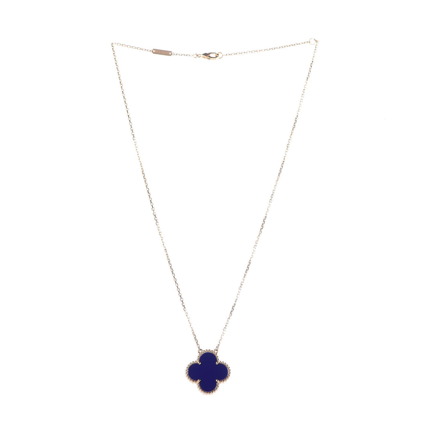 18K Yellow Gold Blue Sevres Porcelain Magic Alhambra Vendome Necklace