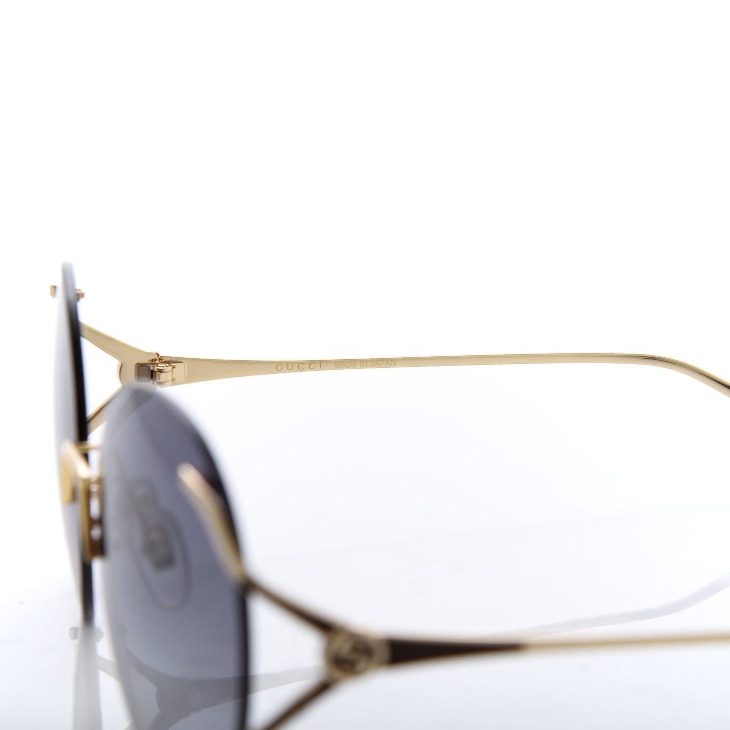 Metal Oversized Round Frame Sunglasses GG0645S Gold Grey