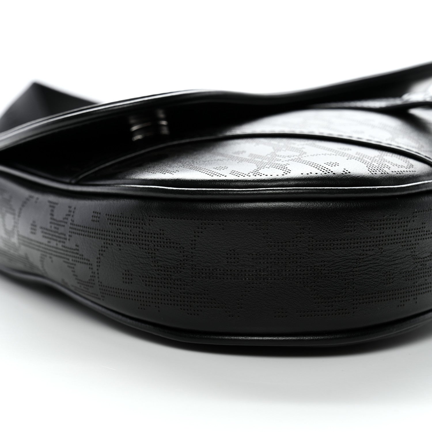Christian Dior Calfskin Perforated Oblique Galaxy Mens Saddle Bag Black 8 of 10