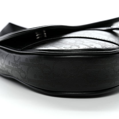 Christian Dior Calfskin Perforated Oblique Galaxy Mens Saddle Bag Black 8 of 10