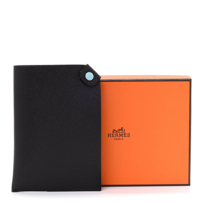 Hermes Epsom Tarmac Dot PM Passport Holder Black Bleu 8 of 8