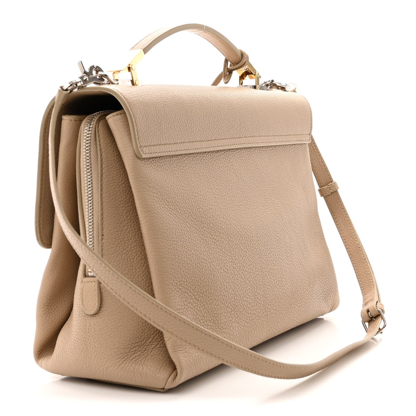 Grained Calfskin Le Dix Small Soft Cartable Beige Seigle