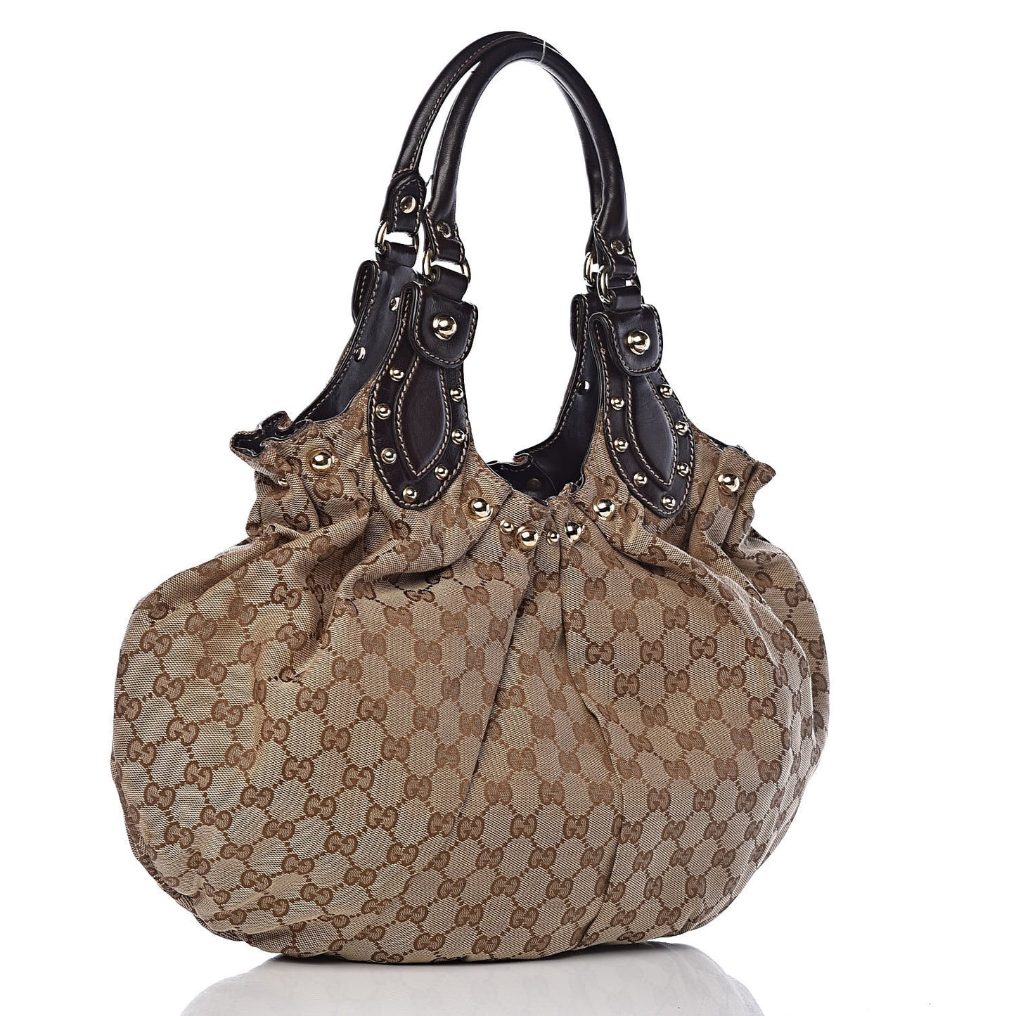 Monogram Studded Medium Pelham Tote Dark Brown
