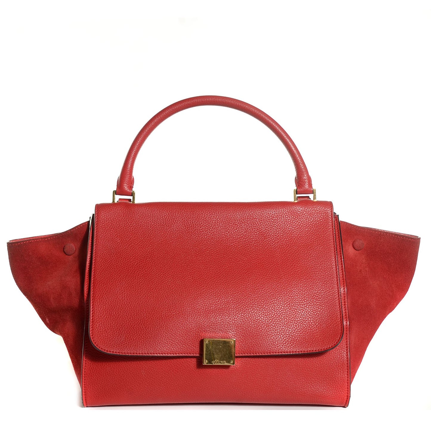 Drummed Calfskin Suede Medium Trapeze Coquelicot