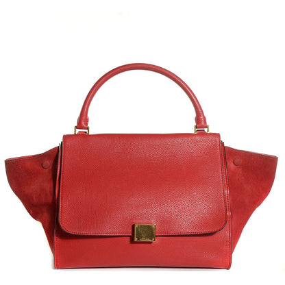 Celine Drummed Calfskin Suede Medium Trapeze Coquelicot 1 of 8