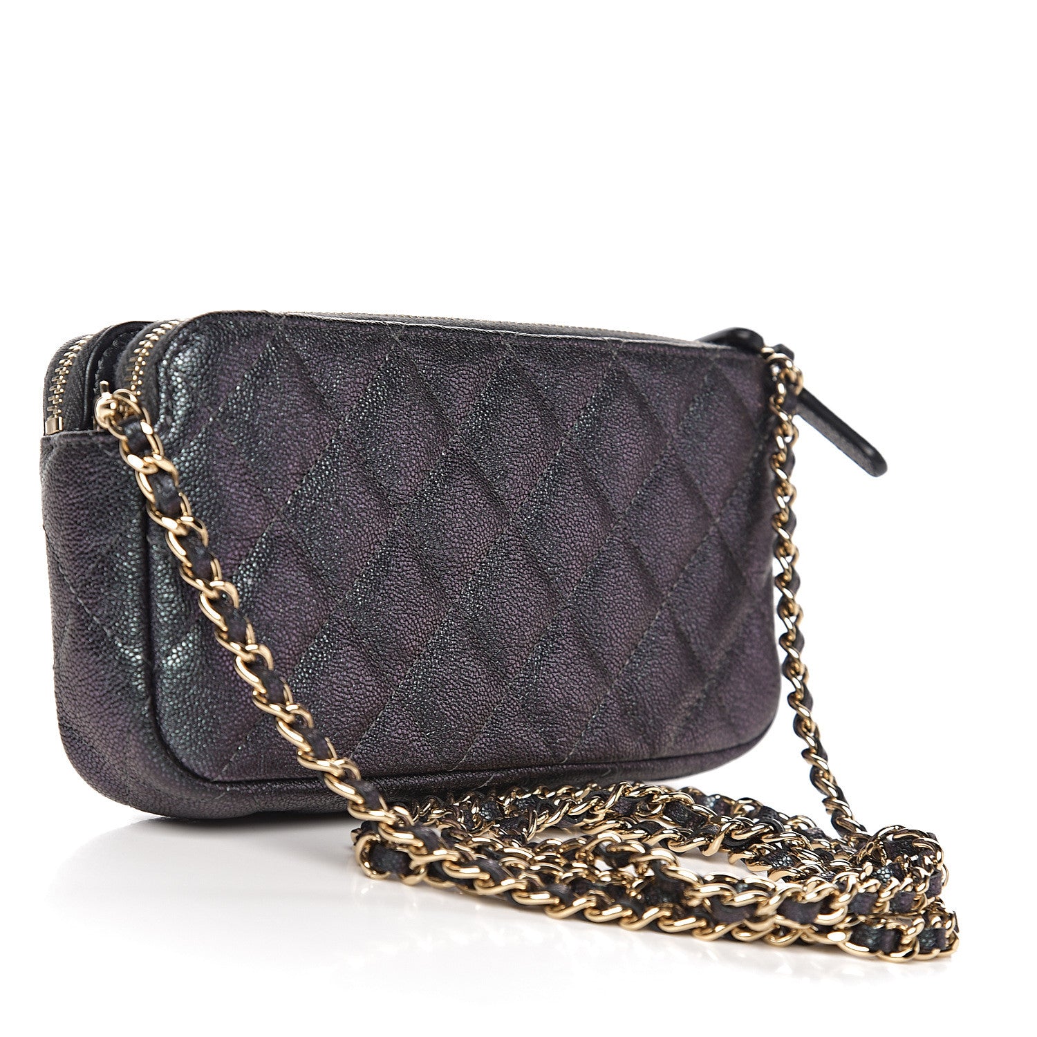 Chanel Iridescent Caviar Quilted Small Clutch With Chain Black 2 of 12