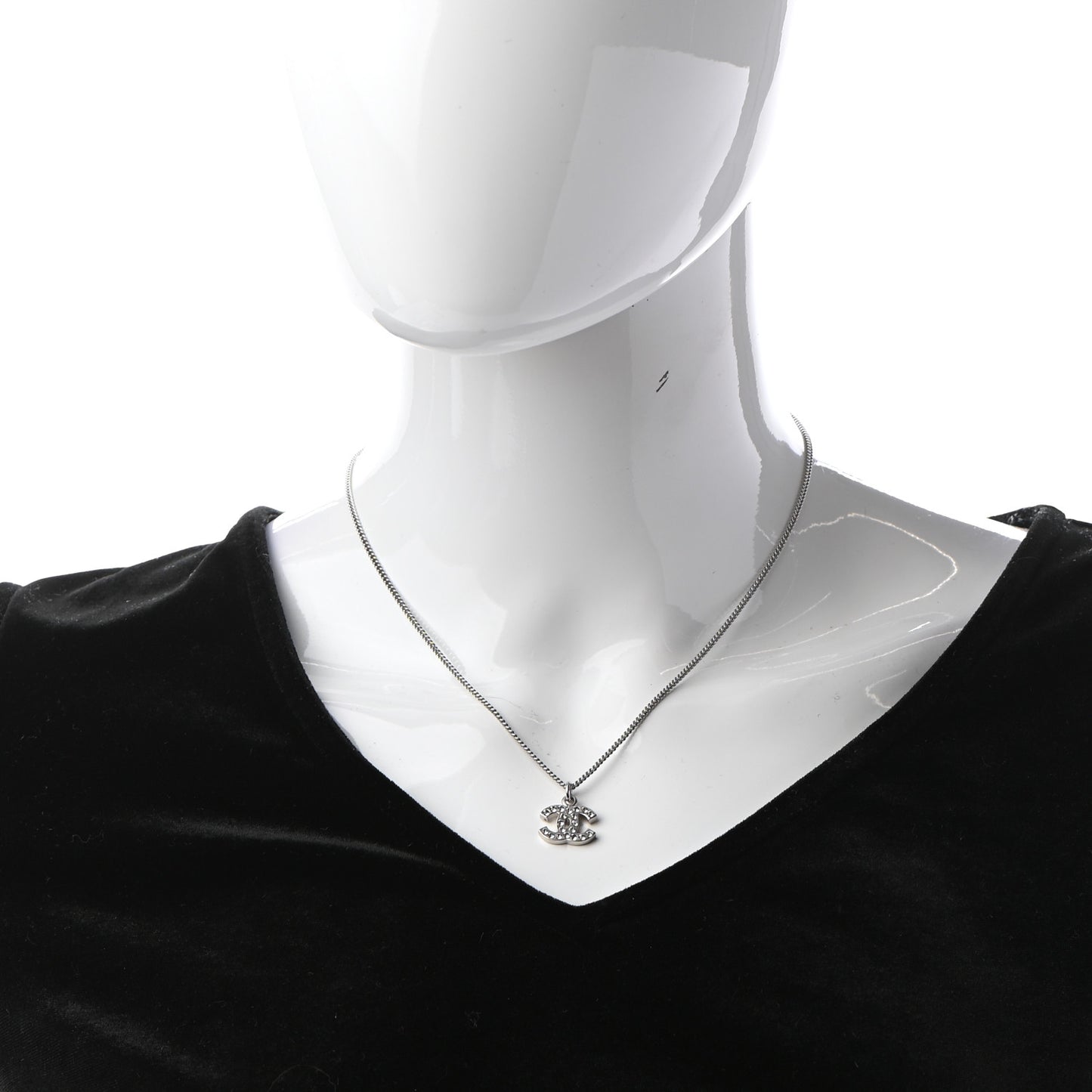 Crystal CC Necklace Silver