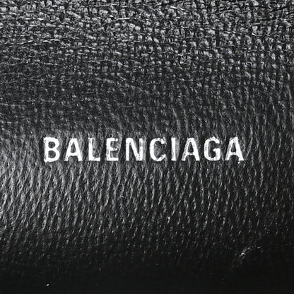 Balenciaga Grained Calfskin Logo Cash Phone Holder Wallet On Chain Black White 6 of 9