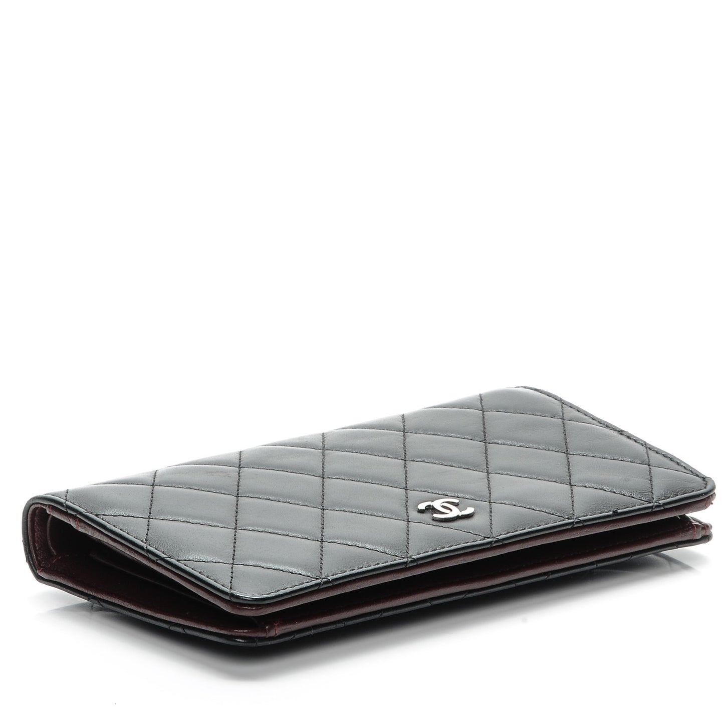 Lambskin Quilted Yen Wallet Black