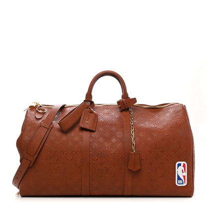 Louis Vuitton X NBA Ball Grain Cowhide Monogram Embossed Keepall 55 Brown 1 of 8