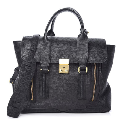 3.1 Phillip Lim Textured Calfskin Medium Pashli Satchel Black 1 of 10