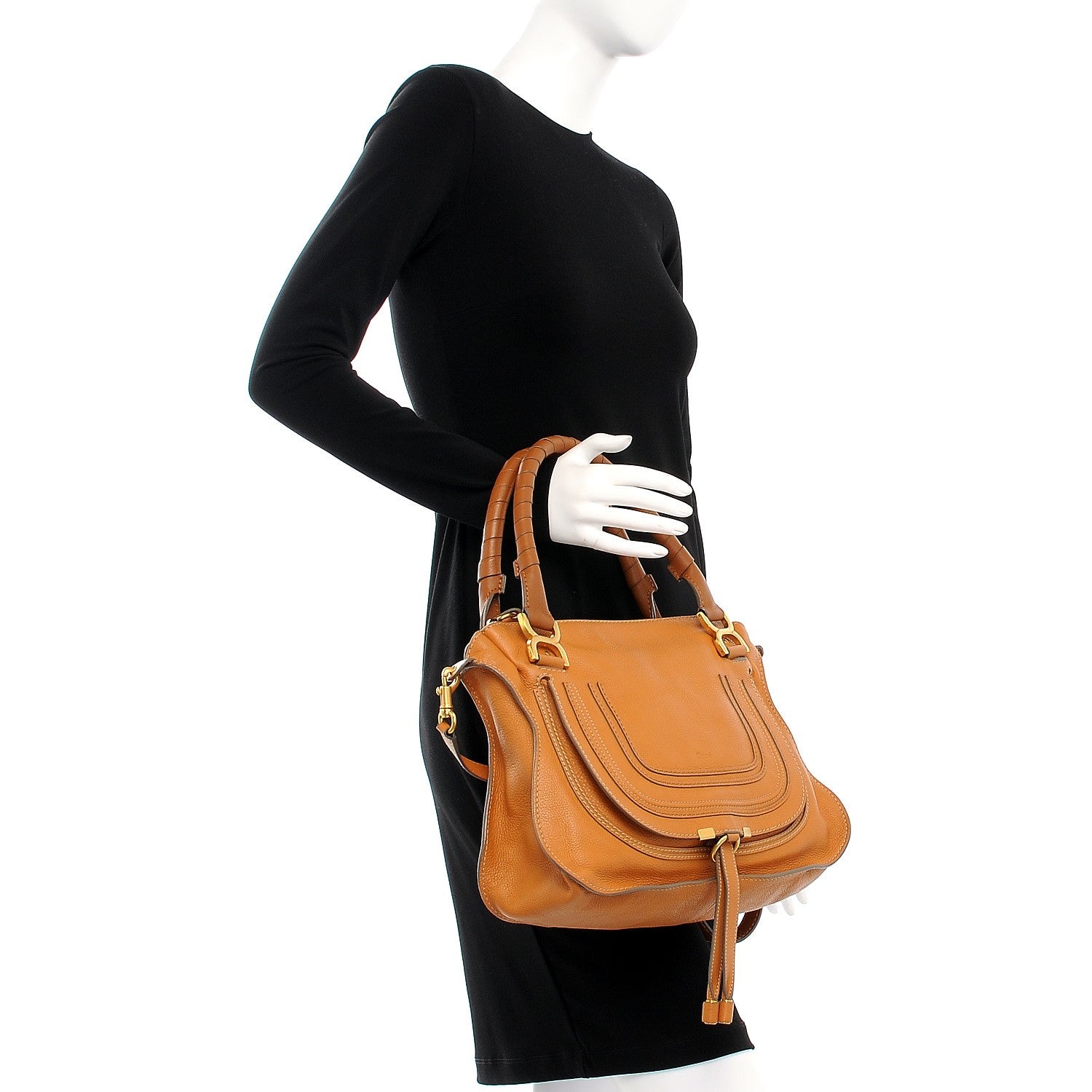 Chloe Calfskin Medium Marcie Satchel Tan 3 of 9