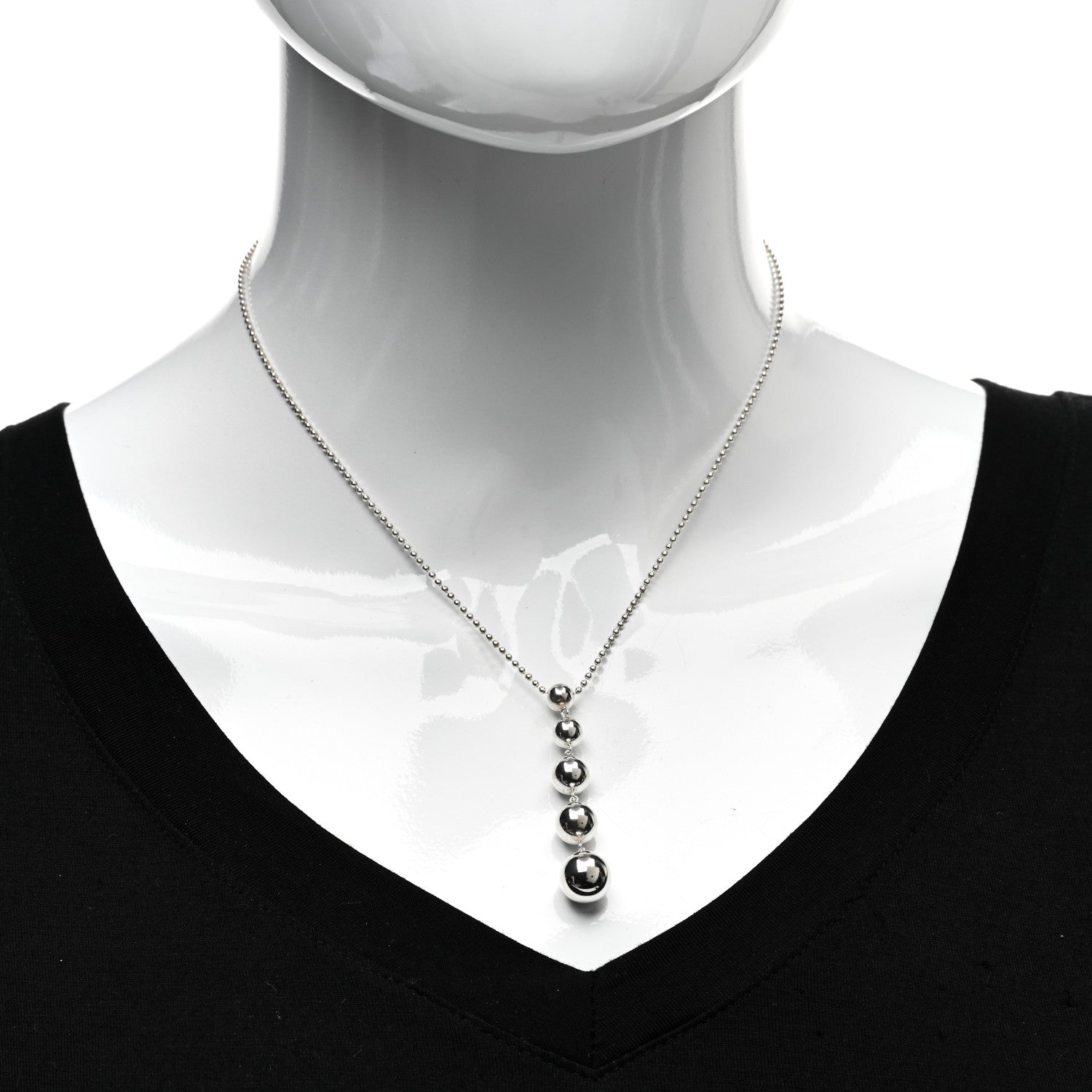 Tiffany Sterling Silver Graduated Ball Drop Necklace 2 of 4