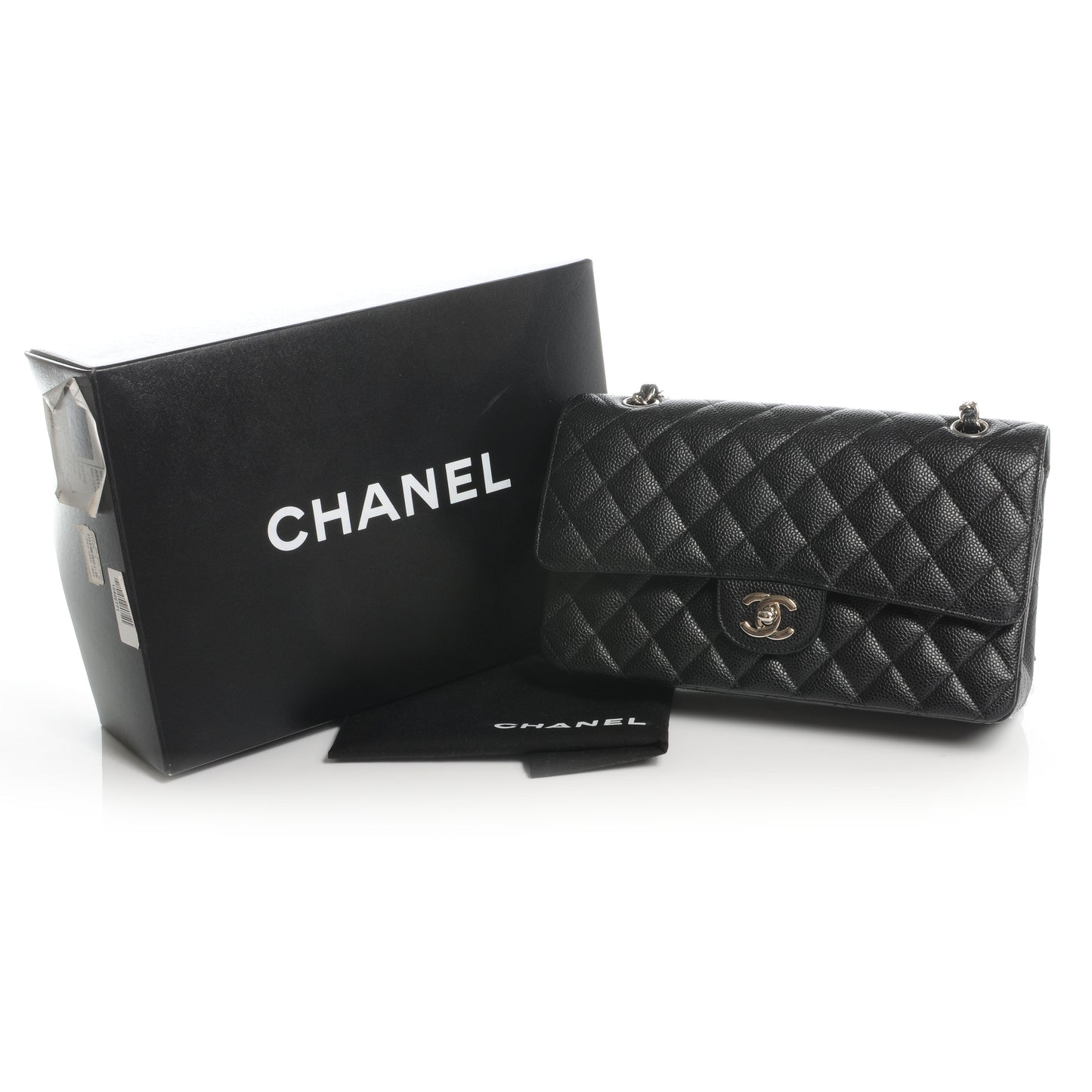 Caviar Quilted Medium Double Flap Black
