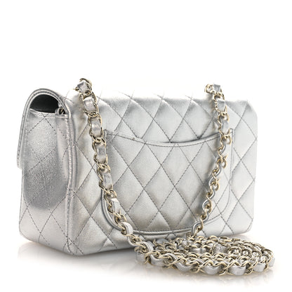 Chanel Metallic Lambskin Quilted Mini Rectangular Flap Silver 3 of 15