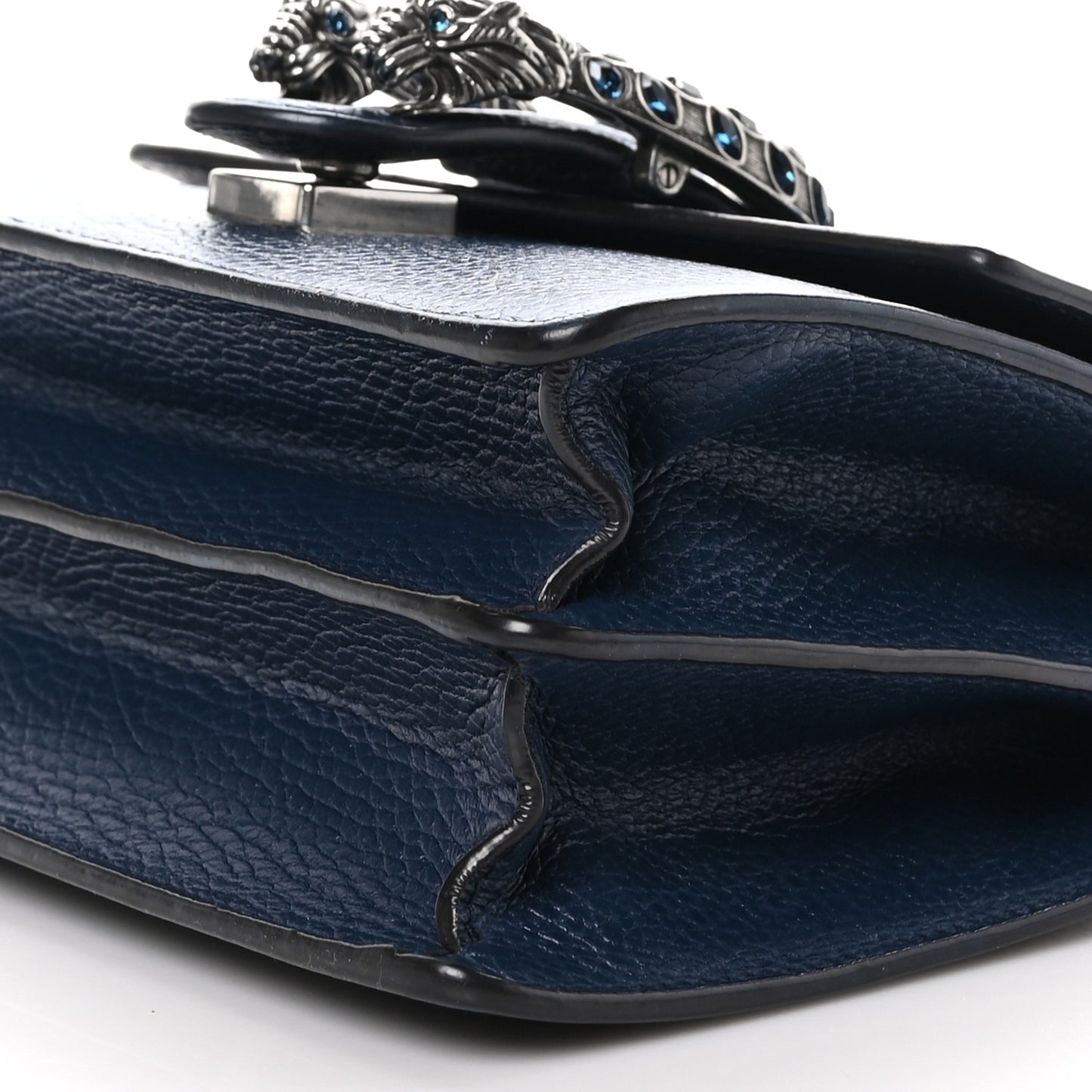 Dollar Calfskin Crystal Web Mini Dionysus Bamboo Top Handle Bag Blue Agata Montana Sapphire