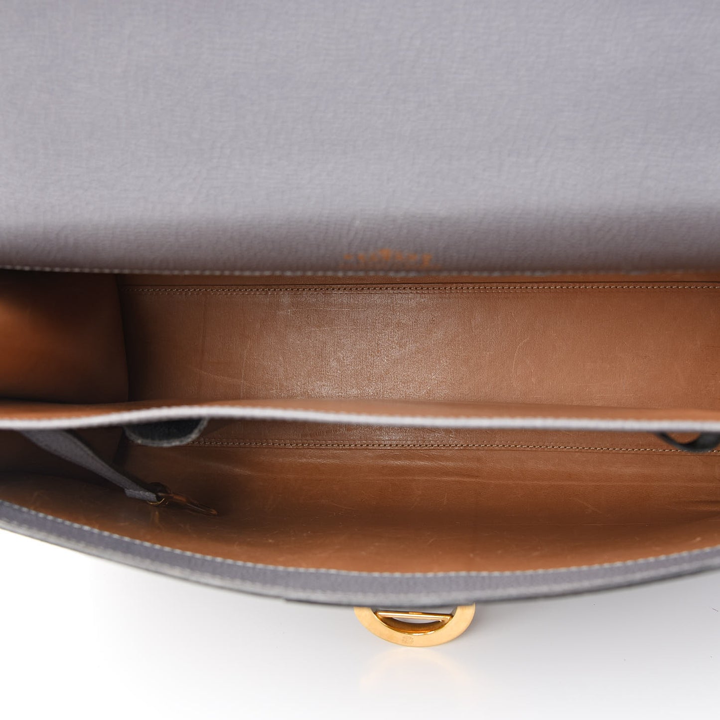 Grained Calfskin Brillant Briefcase Grey