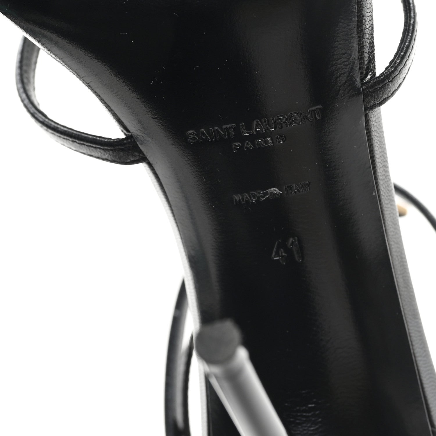Saint Laurent Calfskin Cassandra 100 Ankle Strap Sandals 41 Black 7 of 10