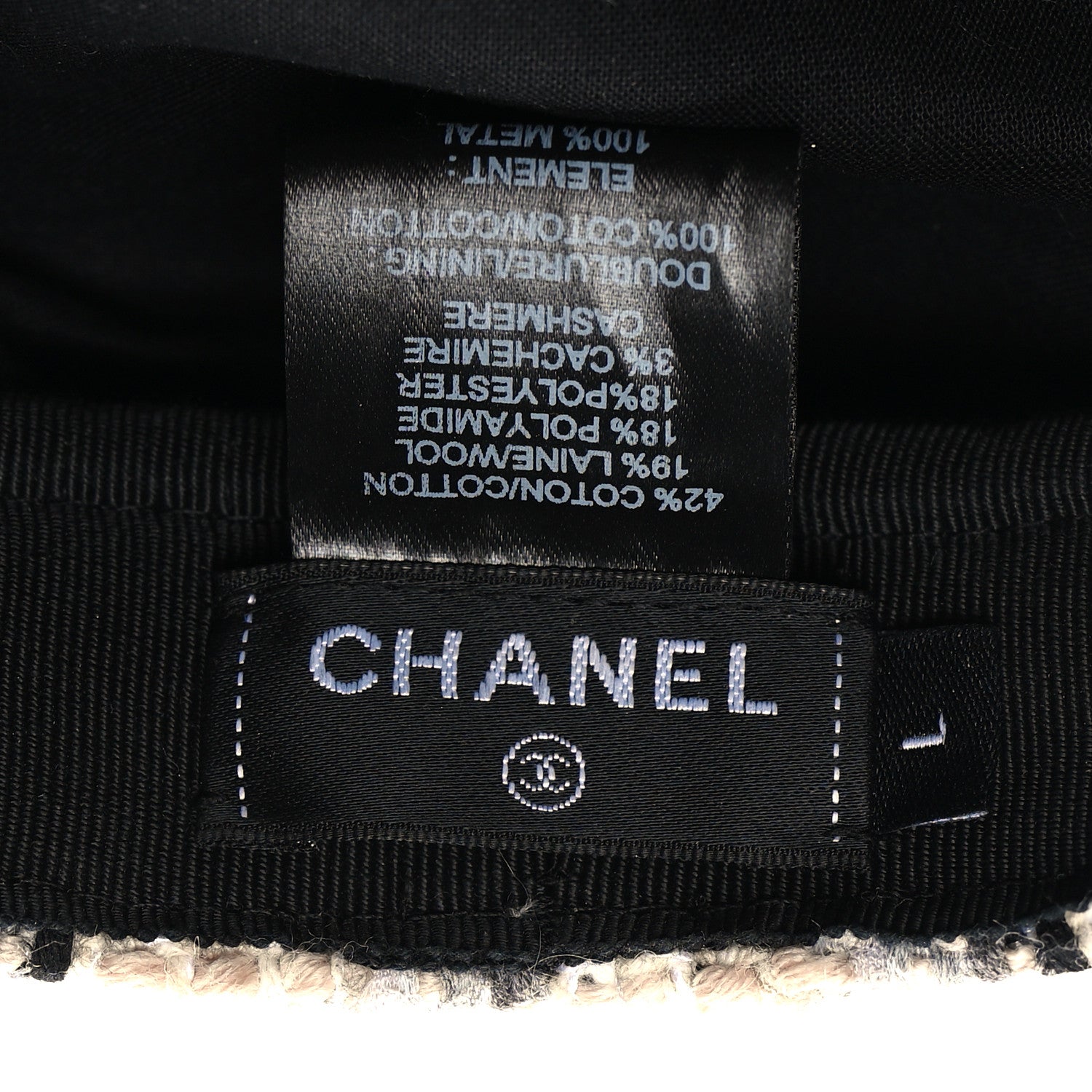 Chanel Cotton Tweed CC Beret L White 8 of 10