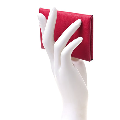Hermes Evercolor Calvi Card Case Framboise 2 of 7