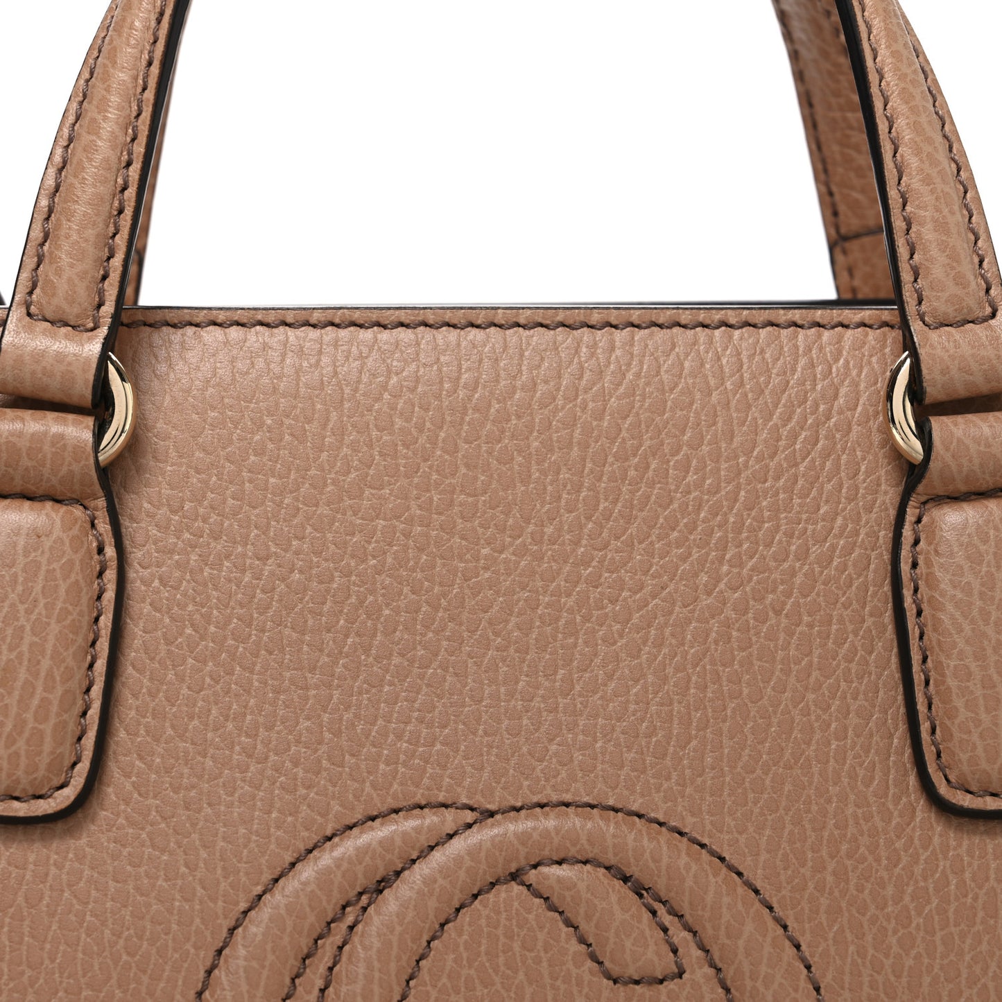 Dollar Calfskin Medium Soho Top Handle Satchel Camelia