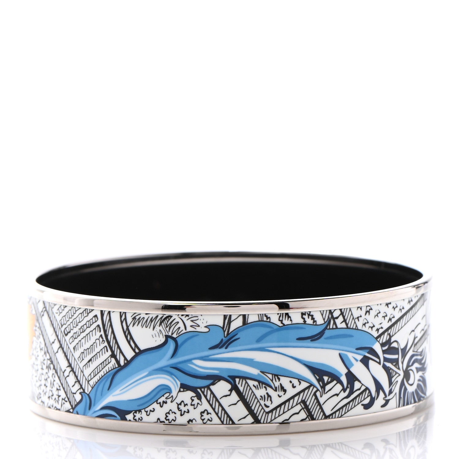 Hermes Enamel Printed Wide Mythiques Phoenix Bracelet 65 Pollen Azur 3 of 5