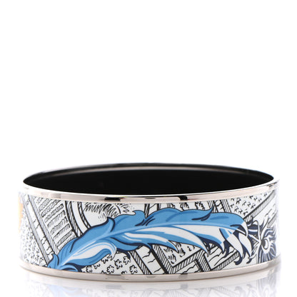 Hermes Enamel Printed Wide Mythiques Phoenix Bracelet 65 Pollen Azur 3 of 5